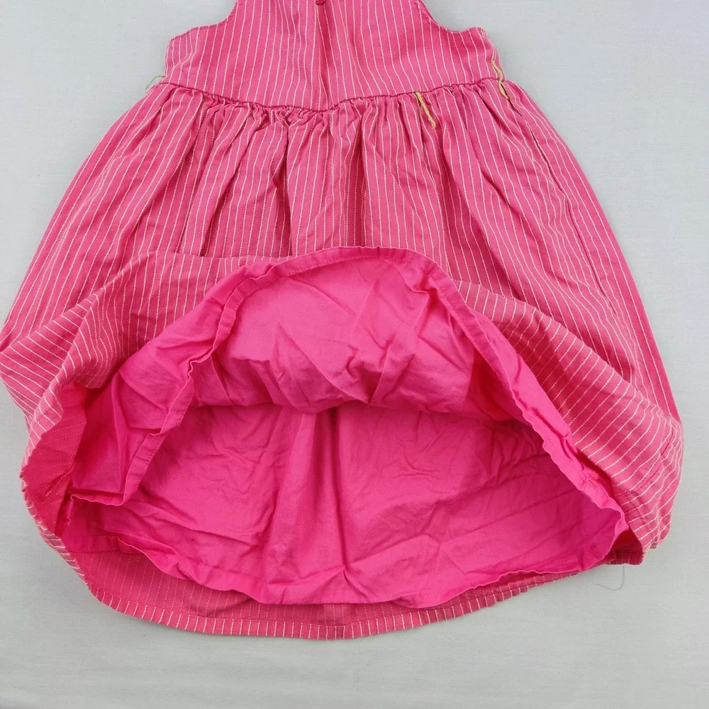 OshKosh B'gosh Dress Girl 4 Pink Striped Sleeveless Empire Waist Cotton Sundress